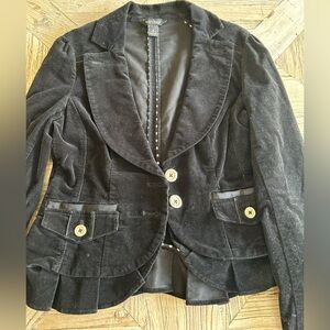 Elegant Black Velvet Blazer with Button Details